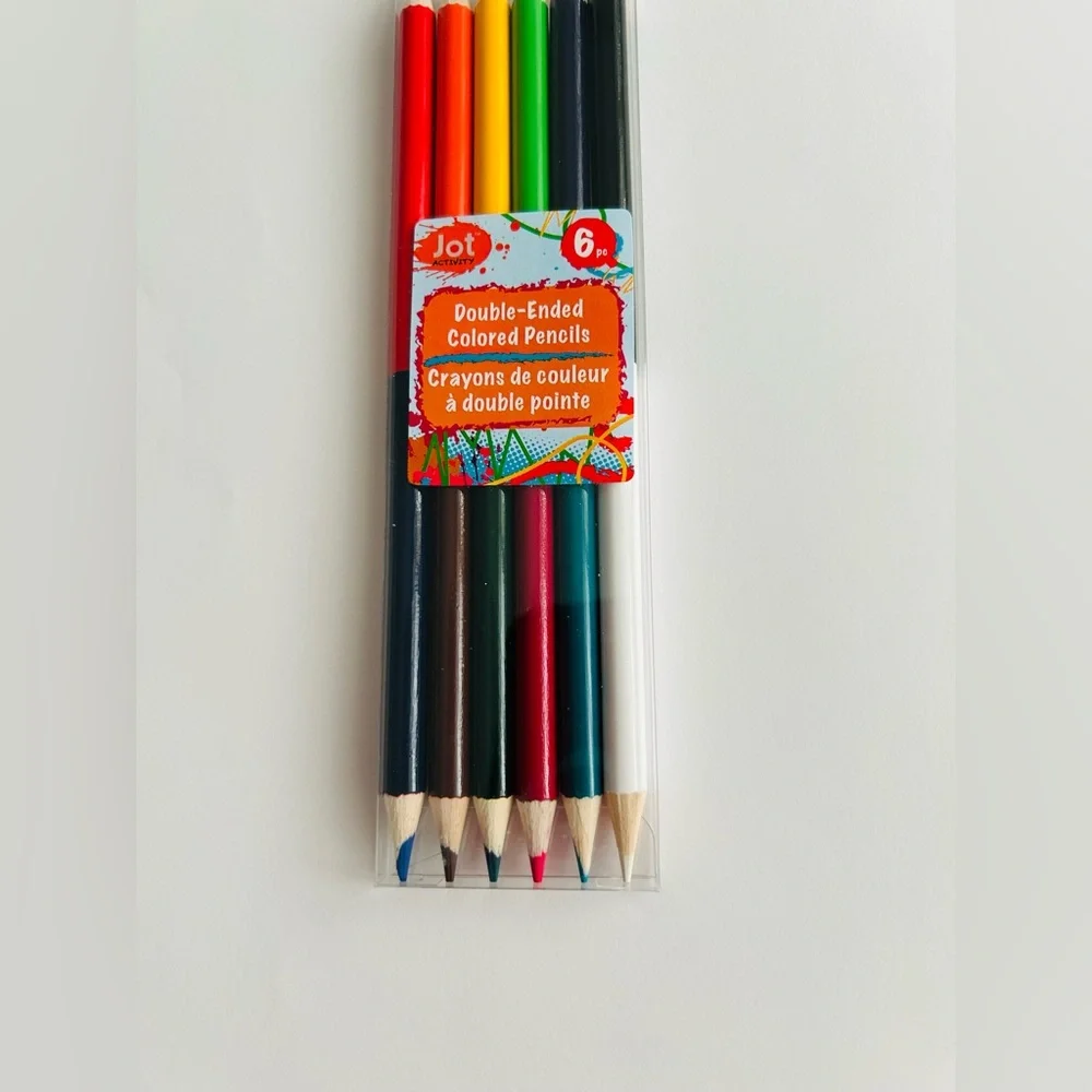 New Jot 6 Double-Ended Colored Pencils Non-Toxic Red Orange Yellow Blue Green